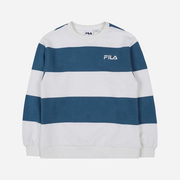 Sudaderas Fila Niñas Blancas / Azules - Striped L/S - España 497051PFC